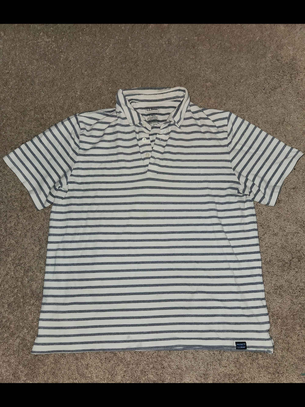L.L. Bean Polo Mens Large Striped Regular Fit Shirt Polo